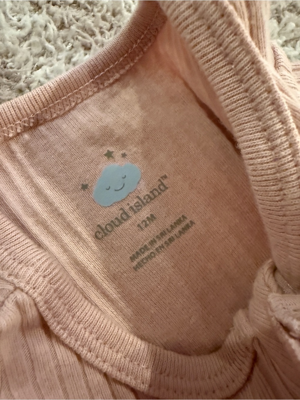 cloud island Blush Pink Ribbed Baby Romper with Ruffle Trim - Picture 3 of 4